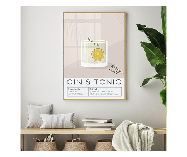 Uokvireni Plakati, Gin and Tonic, 21 x 30 cm, Zlatni okvir