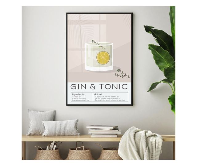 Uokvireni Plakati, Gin and Tonic, 60x40 cm, Črn okvir