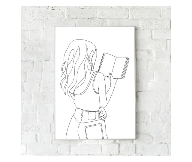 Uokvireni Plakati, Girl Line Art, 42 x 30 cm, Bijeli okvir