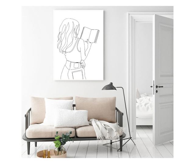 Uokvireni Plakati, Girl Line Art, 42 x 30 cm, Bijeli okvir