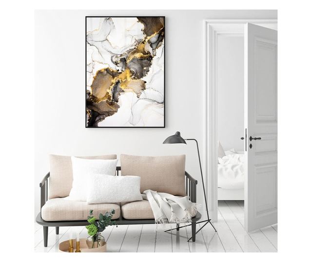 Uokvireni Plakati, Golden Marble Shades, 50x 70 cm, Črn okvir