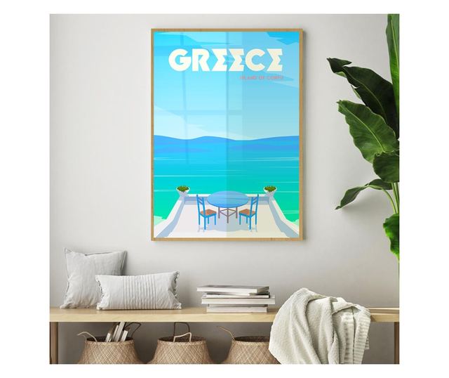Uokvireni Plakati, Greece Flyer, 50x 70 cm, Zlatni okvir