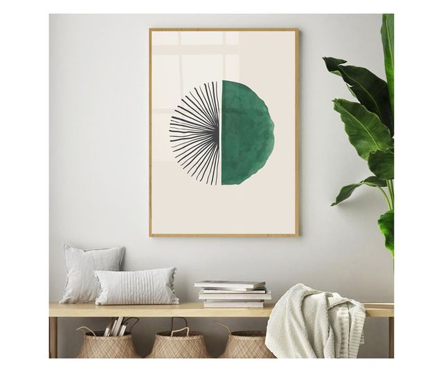 Uokvireni Plakati, green circle, 60x40 cm, Zlatni okvir