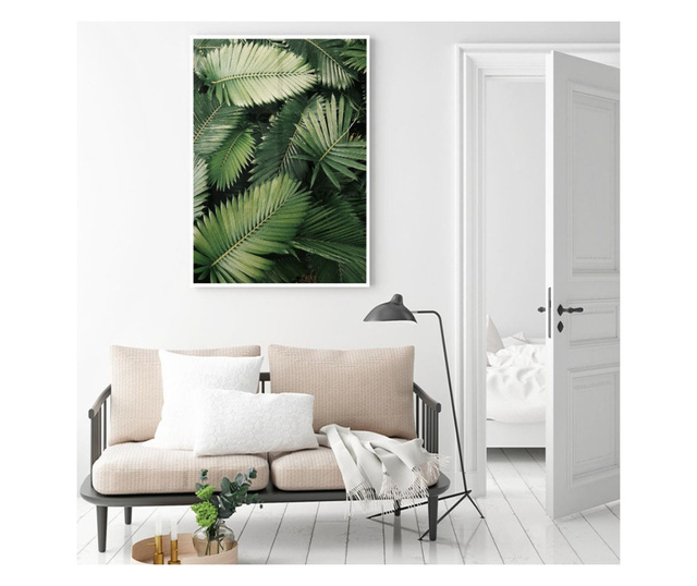 Uokvireni Plakati, Green Leaves, 50x 70 cm, Bijeli okvir