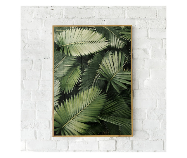 Uokvireni Plakati, Green Leaves, 60x40 cm, Zlatni okvir
