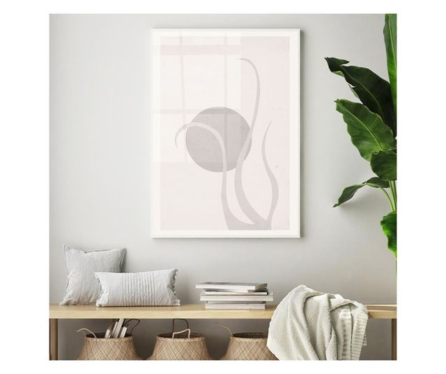 Uokvireni Plakati, Grey Abstrct Circle, 50x 70 cm, Bijeli okvir