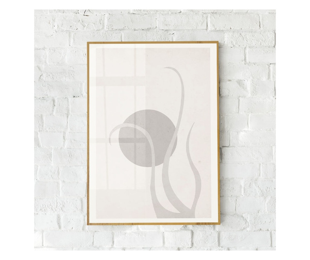 Uokvireni Plakati, Grey Abstrct Circle, 42 x 30 cm, Zlatni okvir