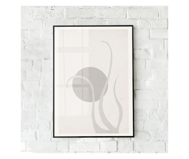 Uokvireni Plakati, Grey Abstrct Circle, 42 x 30 cm, Črn okvir