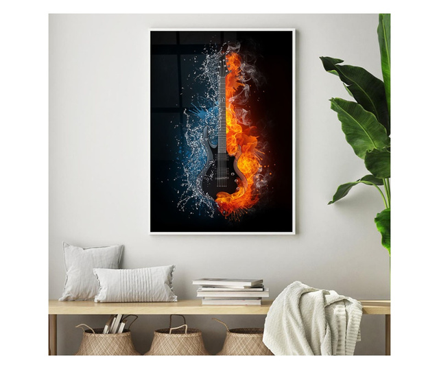 Uokvireni Plakati, Guitar Water and Fire, 80x60 cm, Bijeli okvir