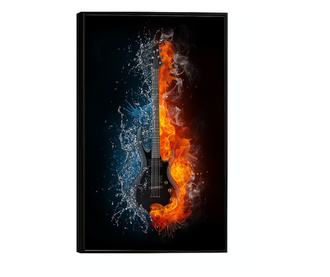 Plakat w ramce, Guitar Water and Fire, 60x40 cm, czarna ramka