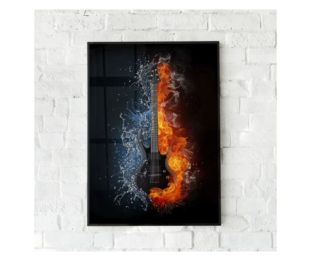 Uokvireni Plakati, Guitar Water and Fire, 42 x 30 cm, Črn okvir