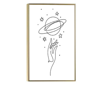 Uokvireni Plakati, Hand on Saturn, 80x60 cm, Zlatni okvir
