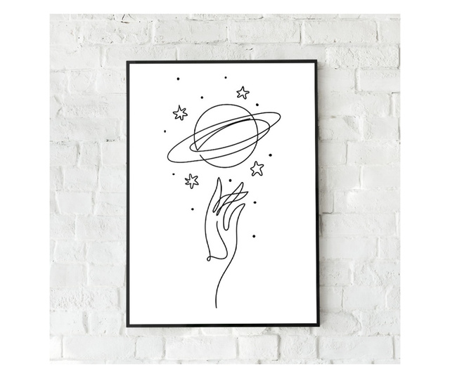 Uokvireni Plakati, Hand on Saturn, 21 x 30 cm, Črn okvir