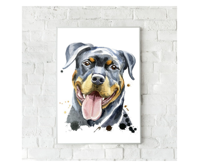 Uokvireni Plakati, Happy Dog, 50x 70 cm, Bijeli okvir