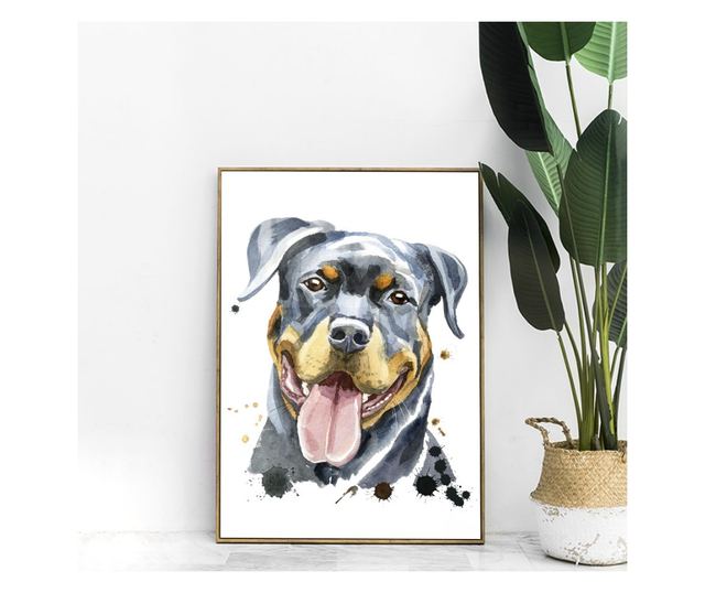 Uokvireni Plakati, Happy Dog, 21 x 30 cm, Zlatni okvir