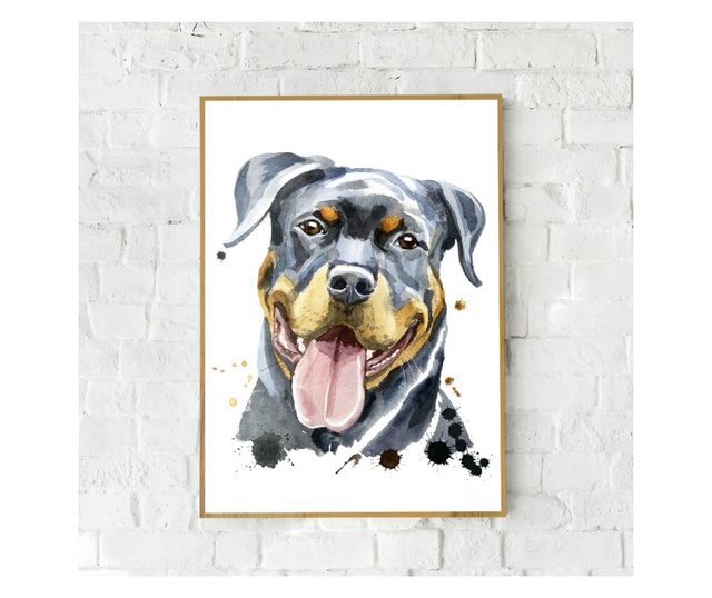 Uokvireni Plakati, Happy Dog, 80x60 cm, Zlatni okvir