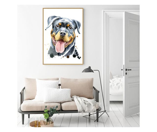 Uokvireni Plakati, Happy Dog, 21 x 30 cm, Zlatni okvir