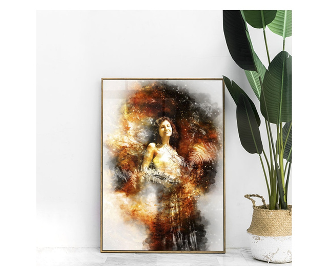 Plakat w ramce, Hippie Girl, 80x60 cm, złota rama