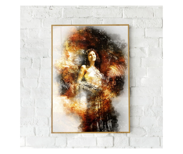 Plakat w ramce, Hippie Girl, 80x60 cm, złota rama