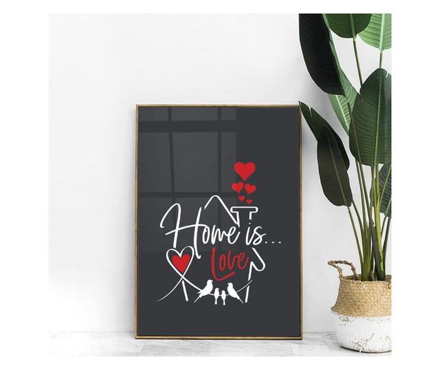 Uokvireni Plakati, Home is Love, 50x 70 cm, Zlatni okvir