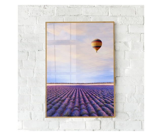 Uokvireni Plakati, Hot Ballon Over Lavander, 50x 70 cm, Zlatni okvir