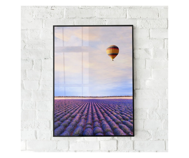 Uokvireni Plakati, Hot Ballon Over Lavander, 21 x 30 cm, Črn okvir
