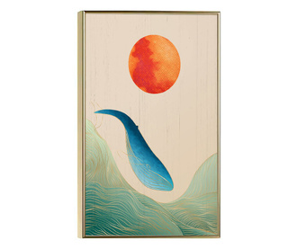Uokvireni Plakati, Japanese Whale, 50x 70 cm, Zlatni okvir
