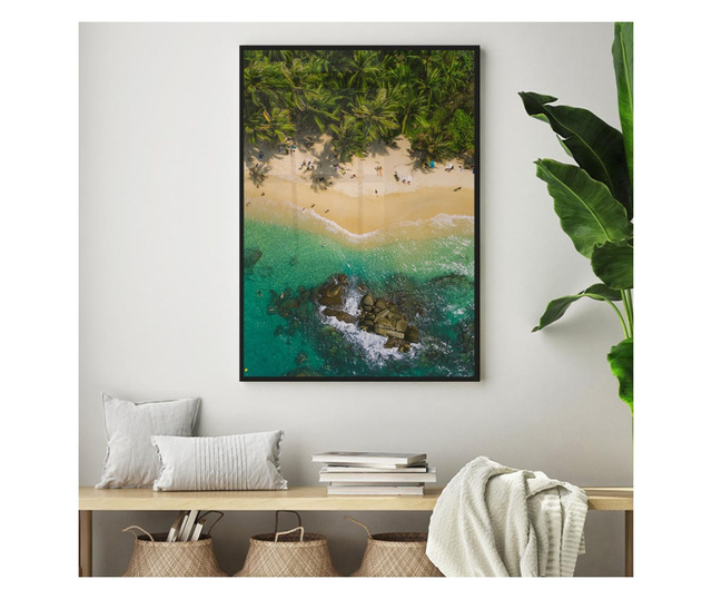 Plakat w ramce, Jungle Beach, 80x60 cm, czarna ramka