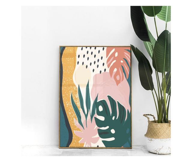 Uokvireni Plakati, Jungle Pattern, 80x60 cm, Zlatni okvir