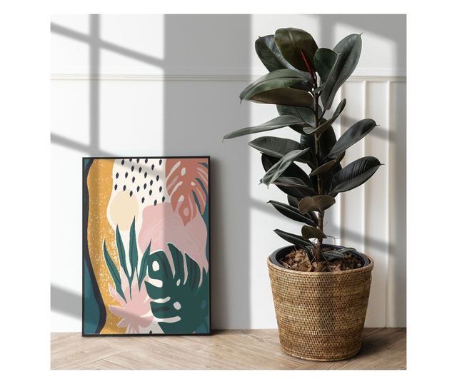 Uokvireni Plakati, Jungle Pattern, 21 x 30 cm, Črn okvir