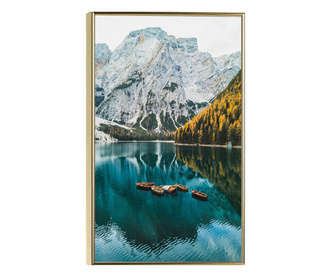 Uokvireni Plakati, Lago di Braies, 80x60 cm, Zlatni okvir