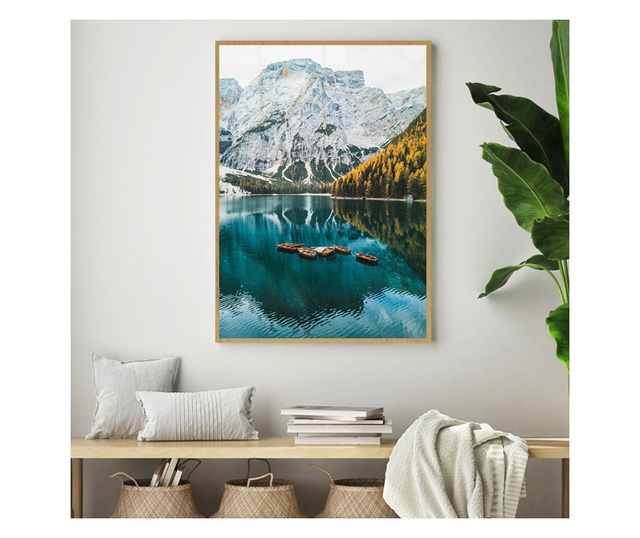Uokvireni Plakati, Lago di Braies, 42 x 30 cm, Zlatni okvir