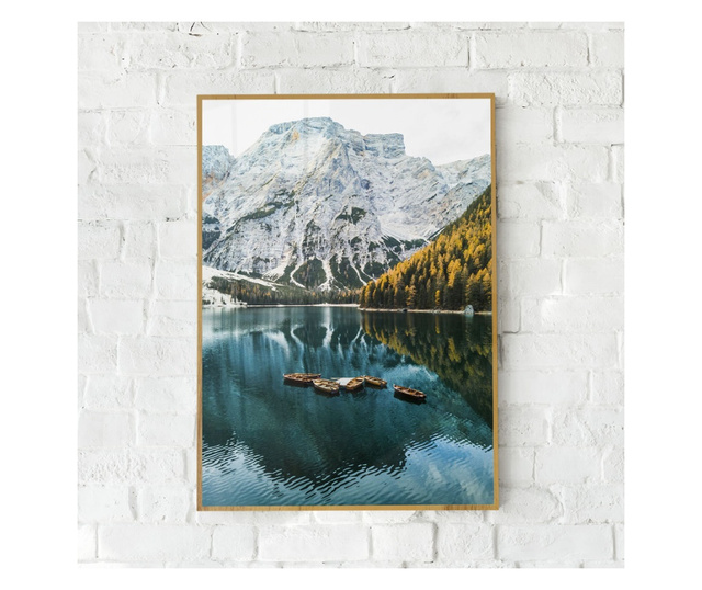 Uokvireni Plakati, Lago di Braies, 50x 70 cm, Zlatni okvir
