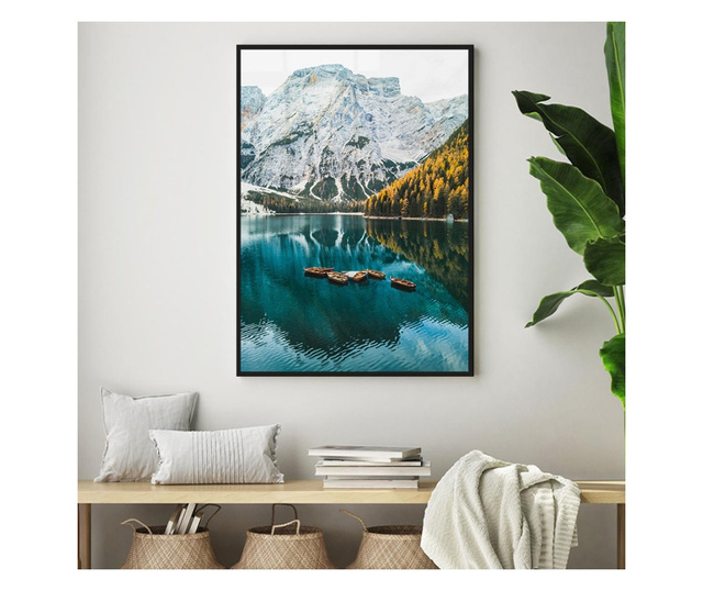 Uokvireni Plakati, Lago di Braies, 21 x 30 cm, Črn okvir
