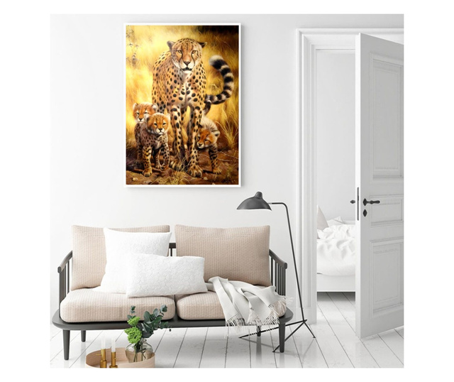 Uokvireni Plakati, Leopard in Safari, 42 x 30 cm, Bijeli okvir