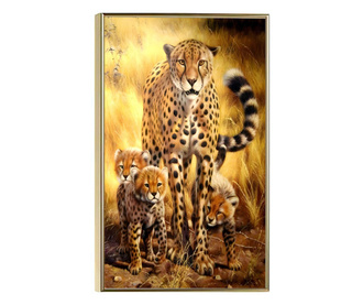 Uokvireni Plakati, Leopard in Safari, 60x40 cm, Zlatni okvir