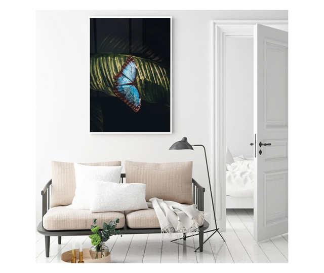 Uokvireni Plakati, Light Blue Butterfly, 42 x 30 cm, Bijeli okvir
