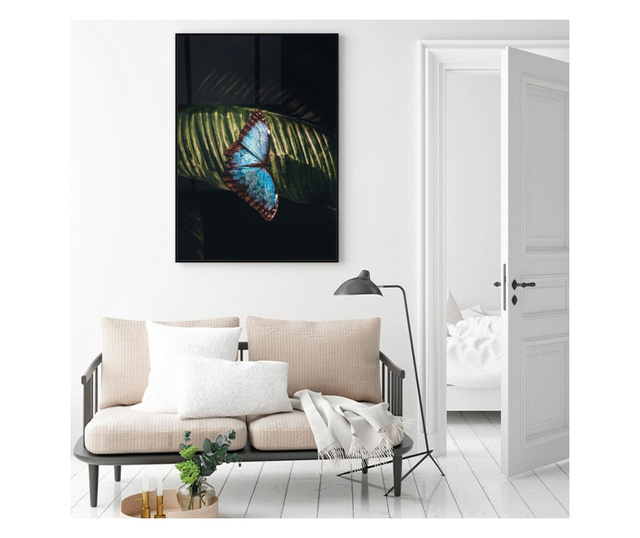 Uokvireni Plakati, Light Blue Butterfly, 80x60 cm, Črn okvir