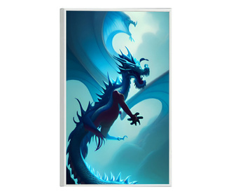 Uokvireni Plakati, Light Blue Dragon, 42 x 30 cm, Bijeli okvir