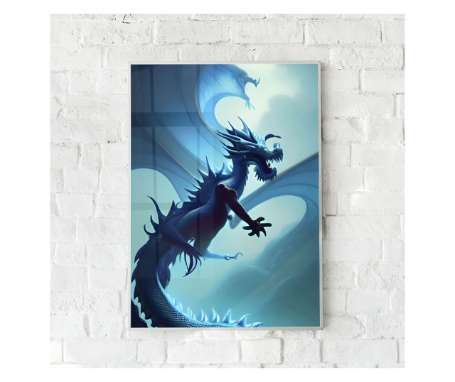 Uokvireni Plakati, Light Blue Dragon, 60x40 cm, Bijeli okvir
