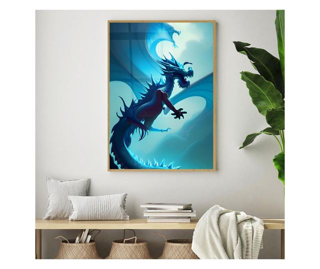 Uokvireni Plakati, Light Blue Dragon, 50x 70 cm, Zlatni okvir