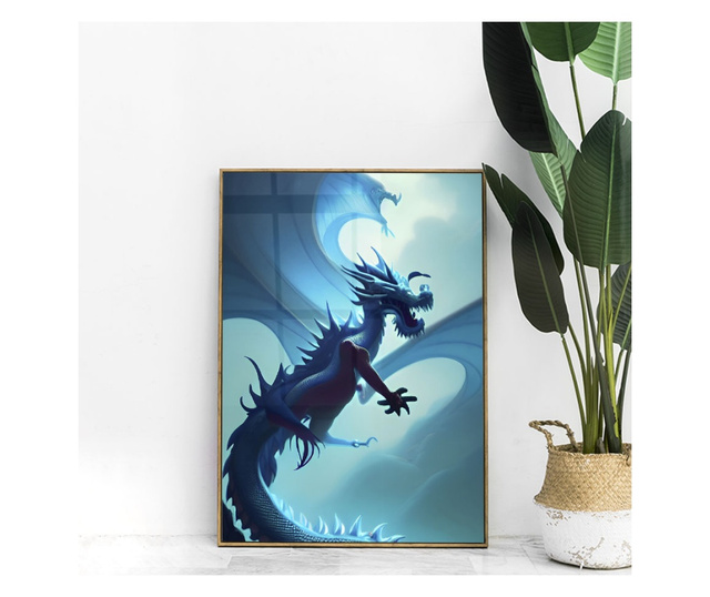 Uokvireni Plakati, Light Blue Dragon, 42 x 30 cm, Zlatni okvir