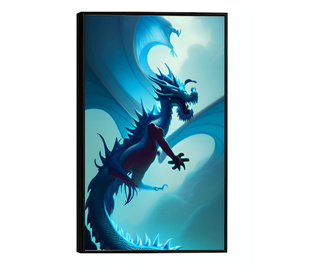 Uokvireni Plakati, Light Blue Dragon, 50x 70 cm, Črn okvir
