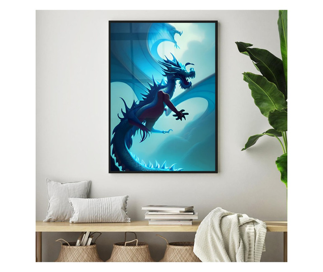 Uokvireni Plakati, Light Blue Dragon, 42 x 30 cm, Črn okvir