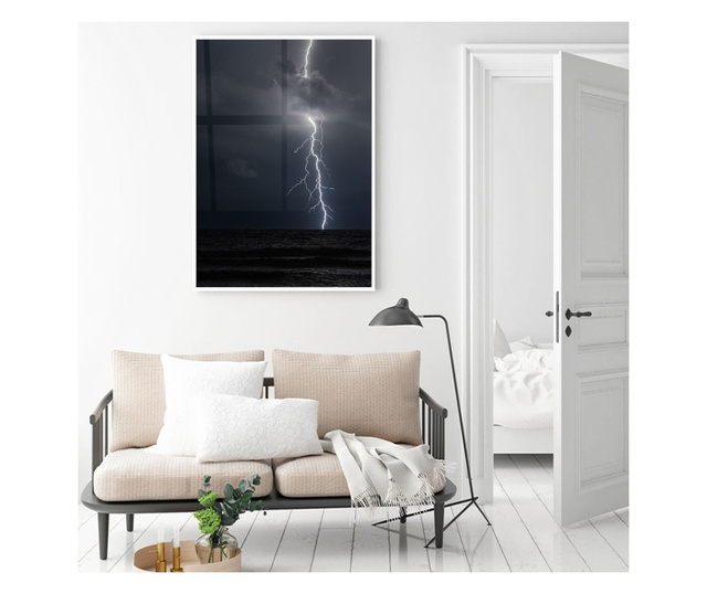 Uokvireni Plakati, Lightning Over The Sea, 21 x 30 cm, Bijeli okvir
