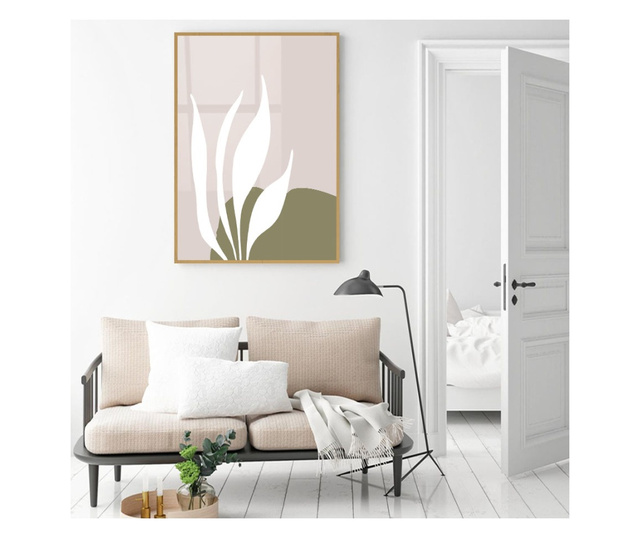 Uokvireni Plakati, Line Art Of Plants, 50x 70 cm, Zlatni okvir