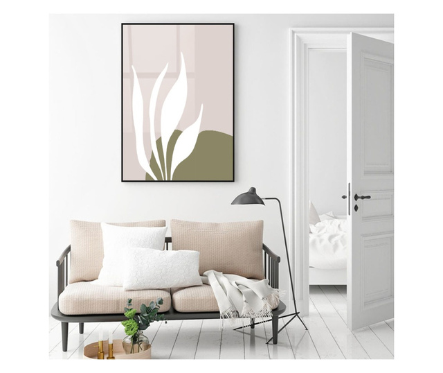 Uokvireni Plakati, Line Art Of Plants, 50x 70 cm, Črn okvir