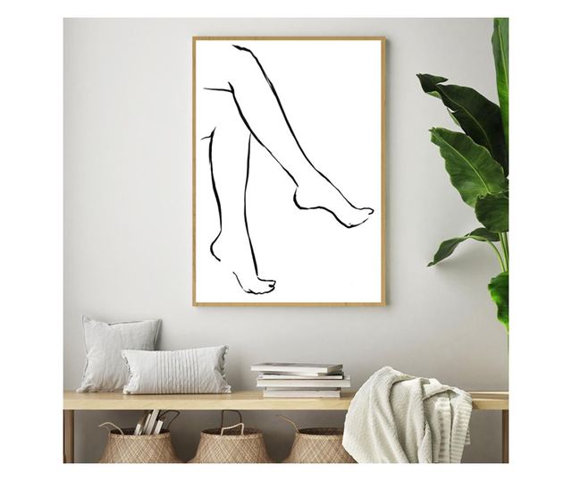 Uokvireni Plakati, Line of Feet, 80x60 cm, Zlatni okvir