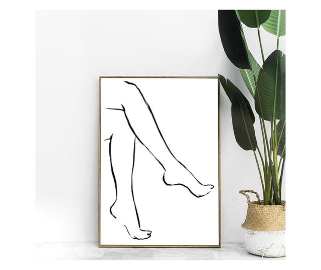 Uokvireni Plakati, Line of Feet, 80x60 cm, Zlatni okvir