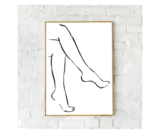 Uokvireni Plakati, Line of Feet, 50x 70 cm, Zlatni okvir